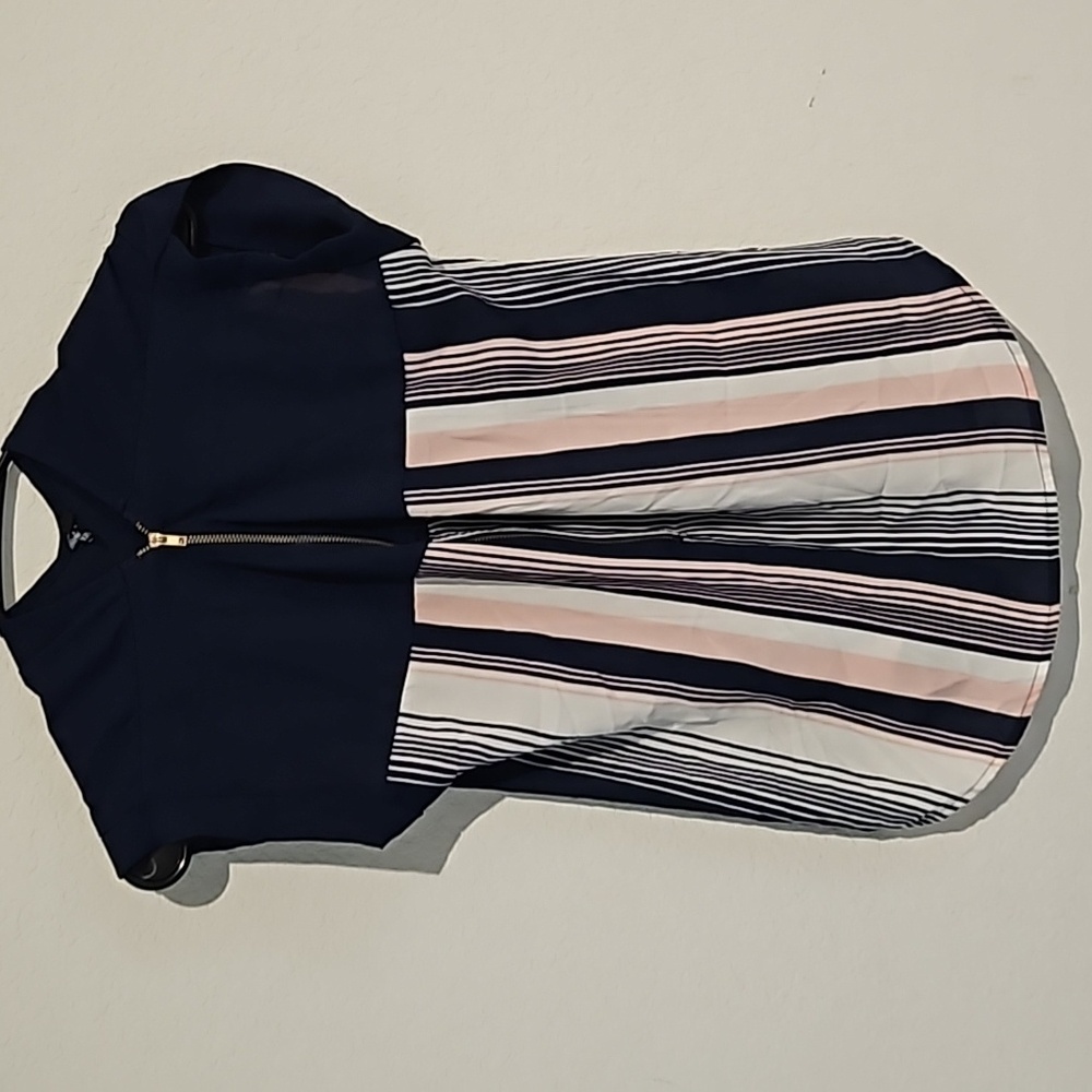 Absolute Angel Navy and Pink Striped Blouse